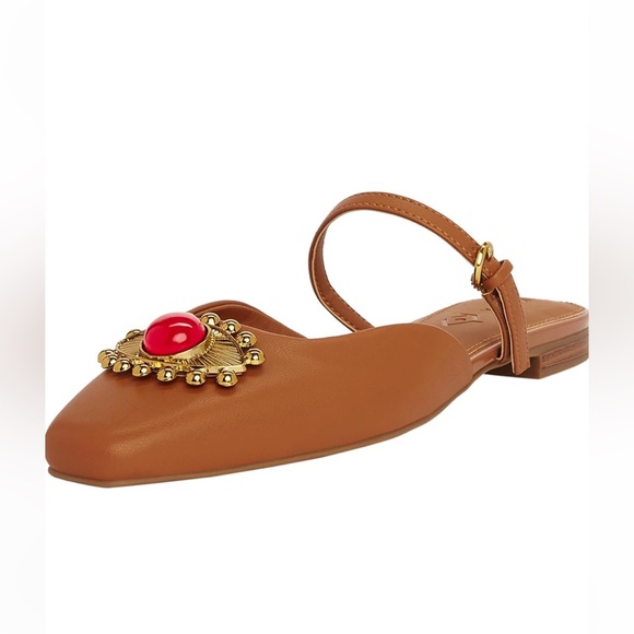 Katy Perry Tan flats with red & gold evil eye with Embellishments - Picture 2 of 4